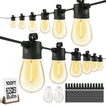 UME 100FT Outdoor String Lights S14 LED Patio Lights with 32 Shatterproof Edison Vintage Bulbs(2 Spare), Waterproof Connectable Hanging Lights for Porch, Deck, Garden, Backyard, Balcony(50FT*2)