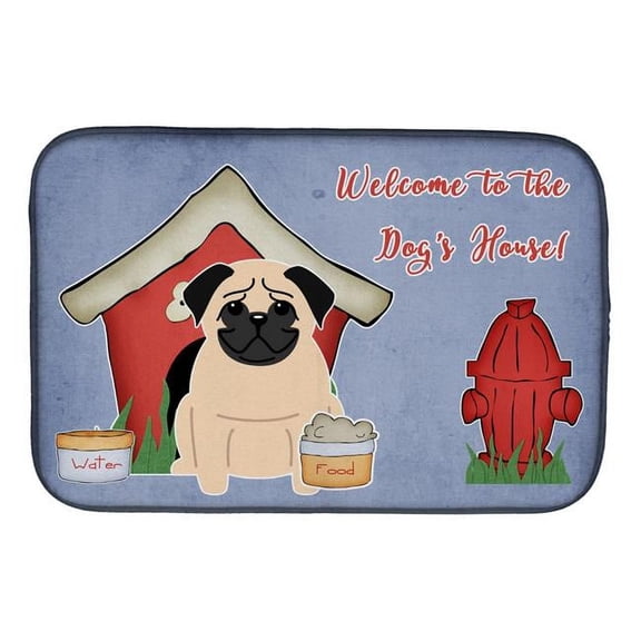 Dog House Collection Pug Fawn Dish Drying Mat