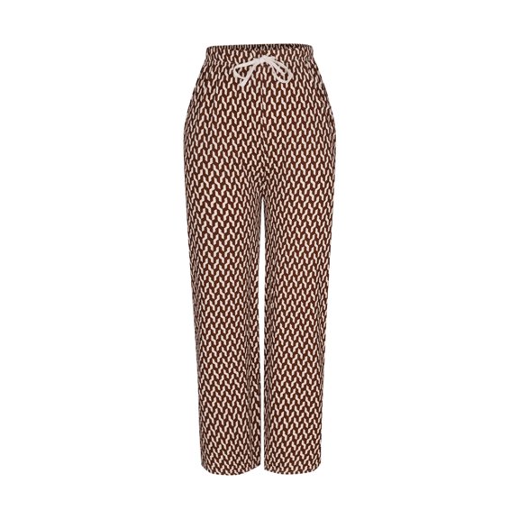 Fengqque Women's High Waisted Drawstring Straight Leg Wide Leg Pants