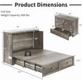 thumbnail image 6 of VanAcc Full Size Murphy Bed with Charging Station, Farmhouse Cabinet Bed with Large Storage Drawer for Living Room, Guest Bedroom, Grey, 6 of 7