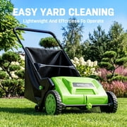 Steelite Push Lawn Sweeper,21-inch Leaf & Grass Collector, Leaf Sweeper for Lawn ,Heavy Duty Thickened Steel Durable to Use with Large 3.6 cu. ft. Mesh Collection Hopper Bag, 2 Spinning Brushes