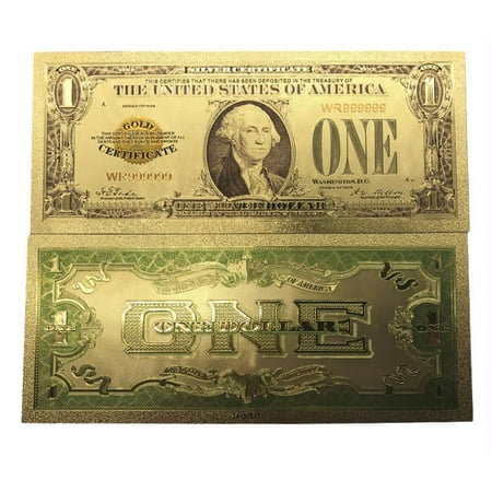 Replica 100 Dollar Bills Premium Replica 1 Dollar Paper Money Bill 24k Gold Plated Fake Currency Banknote Art Commemorative Collectible Holiday Decoration ()