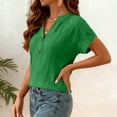 thumbnail image 5 of AKOEE Short Sleeve Tops for Women Button V Neck Plain Tshirts Casual T-Shirts Summer Basic TeeS (M, Green), 5 of 8