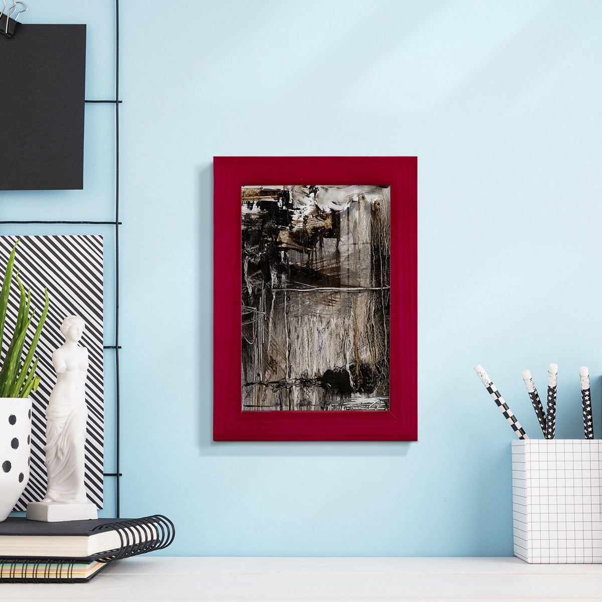 Continuum II -Framed Print w/glass-Cherry Red