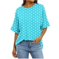 thumbnail image 2 of HongQid Womens Summer Tops Short Sleeve with Pocket Crew Neck Shirts Loose Casual Tshirts Polka Dots, 2 of 7