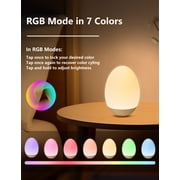 Egg Night Light for Baby Nursery with Touch Control, BPA Free, Stepless Dimming, Portable Night Lights for Breastfeeding, Rechargeable Lamp with 7 RGB Colors