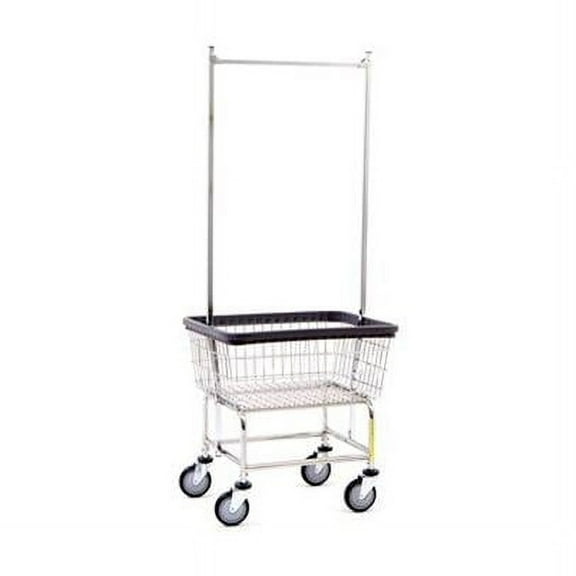R&B Wire 100D58 Narrow Wire Frame Metal Laundry Cart with Double Pole Rack