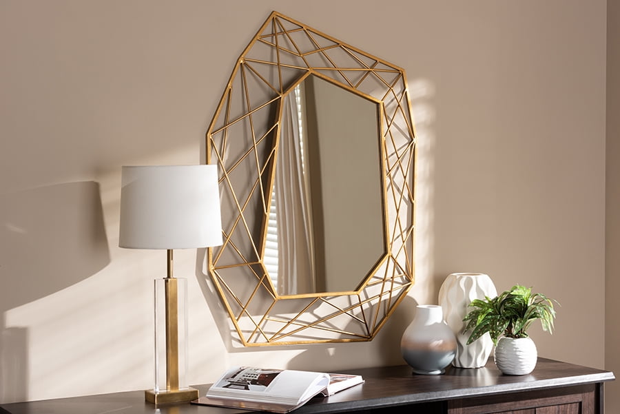 Baxton Studio Oriana Modern And Contemporary Antique Gold Finished Geometric Accent Wall Mirror Walmart Com Walmart Com