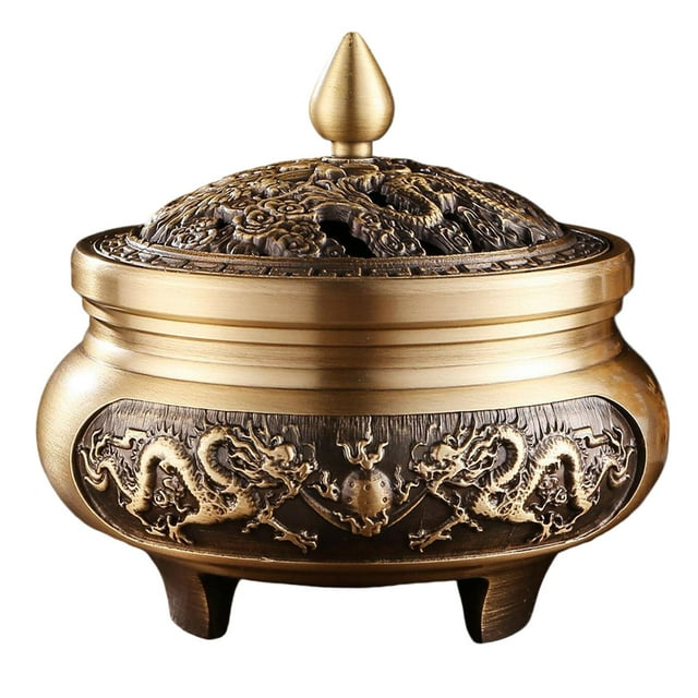 Quemador de incienso Bobina de latón Quemador de incienso Decoración Difusor de incienso Artesanía de metal Accesorios Soporte de incienso para granja , Dragón 8.7x8cm Fanmusic Quemador de incienso