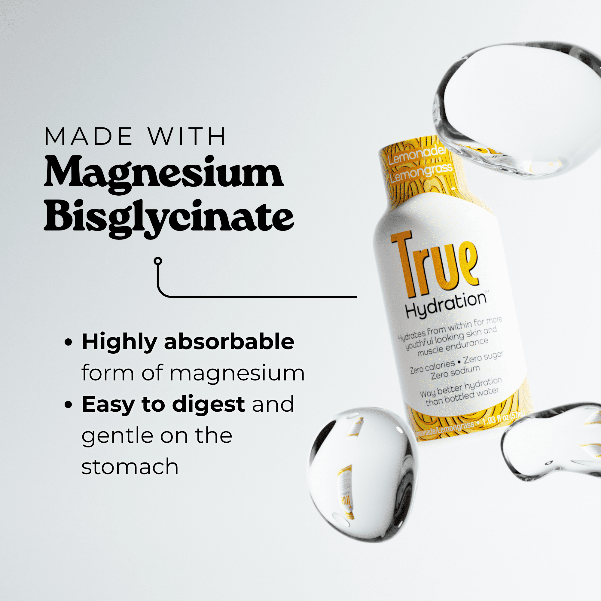 True Hydration Shots Lemonade Lemongrass Water – 12 Pack of 1.93 fl oz – Electrolytes – Amino Acids – Zero Sugar – Zero Sodium – Vegan – Gluten-Free