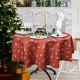 thumbnail image 1 of Christmas Tablecloth Indoor Festive Xmas Fabric Table Decor Cover Shiny Metallic Yarn, Golden Tree, Red, Round 60 in, 1 of 1