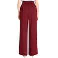 thumbnail image 4 of Liher Slacks for Women High Rise Pleats Wide Leg Pant Plain Solid Color Suit Pants Lounge Loose Fit Flare Bell Bottoms Wine Red Palazzo Trousers with Pocket Clothes Size XXL, 4 of 5