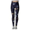 thumbnail image 2 of Fiaer Black Leggings Women Christmas Warm Thermal Trendy Funny Graphic Pants Santa Snowflake Snowman Graphic Plus Size High Waisted Trousers Black4 XXL, 2 of 5