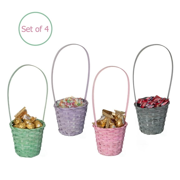 Wickerwise Set of 4 Decorative Baskets in Assorted Colors - Perfect for Easter Egg Hunts, Trick or Treat, Wedding Flower Girl Baskets, Halloween Parties, Christmas Decor, and Thanksgiving Decorations