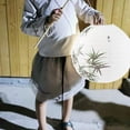 thumbnail image 3 of Reusable Durable Bamboo Design Paper Lamp, Easy Install Remove Ambient Lampshade, Decorative Diffuse Lighting For Home And Wedding Decor 30Cm White And Green (Lantern With Stand), 3 of 5
