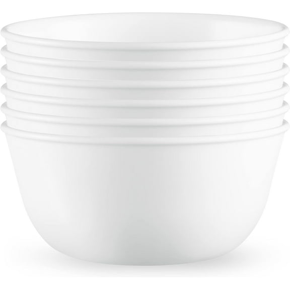 Vitrelle 28-oz Soup/Cereal Bowls Set of 6 Chip & Crack Resistant Dinnerware Bowls for Soup, Ramen, Cereal and More, Triple Layer Glass, Winter Frost White