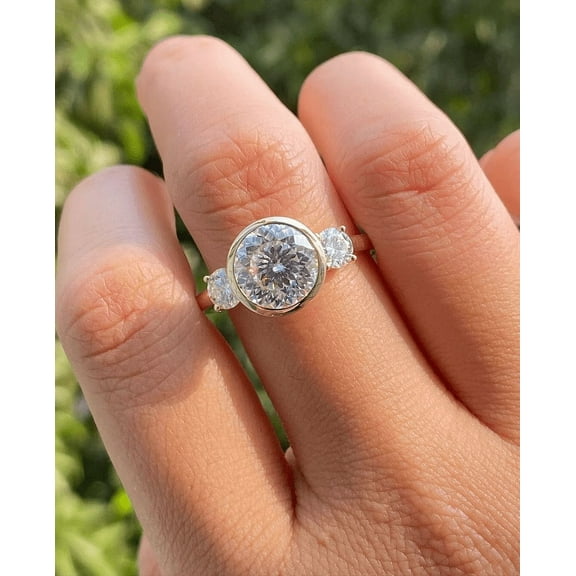 2.0 Ct Portuguese Cut Moissanite Engagement Ring 18K Yellow Gold Bezel Set Ring Vintage Ring Promise Ring Unique Anniversary Gift For Women