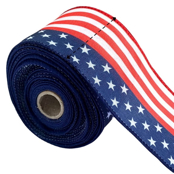 Qocolhg 4th of July Spring Summer Pastel Wired Ribbon Rolls, American Flags Wired Edge Ribbons, Wrapping Ribbons for Gift, Independence Memorial Day Colorful DIY Craft Fabric Ribbons Decor, 5 Yards