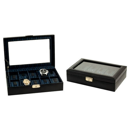 Bey - Berk Black Leather 10 Watch Box with Locking Clasp