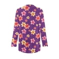 thumbnail image 6 of Garronmavis Women's Draped Front Open Cardigan Casual Long Sleeve Lightweight Cardigan Sweaters for Women Cover Up Top Purple Egg Flowers, 6 of 6