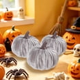 thumbnail image 6 of Fall Decor,Fall Decorations for Home,Velvet Pumpkins Decoration Artificial Fake Pumpkins,3IN Fabric Wrapped Pumpkin Ornaments for Home Kitchen Farmhouse(Gray), 6 of 6