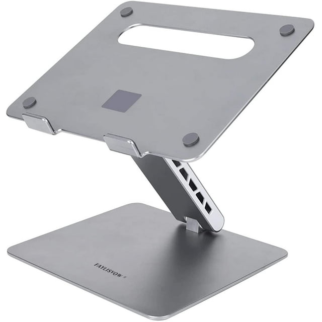Laptop Stand Adjustable, Ergonomic Portable Notebook Stand, Aluminum Foldable Notebook Computer Riser with Heat-Vent Laptop Holder, Compatible with MacBook Pro All Laptops (Silver Gray),by