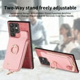 thumbnail image 4 of Decase Wallet Case for Samsung Galaxy A05,Shockproof Rugged Phone Cover With 360° Rotatable Ring Kickstand & Back Zipper Card Pocket Cloth Fabric Hybrid PU Leather,for Women Men,Pink, 4 of 10
