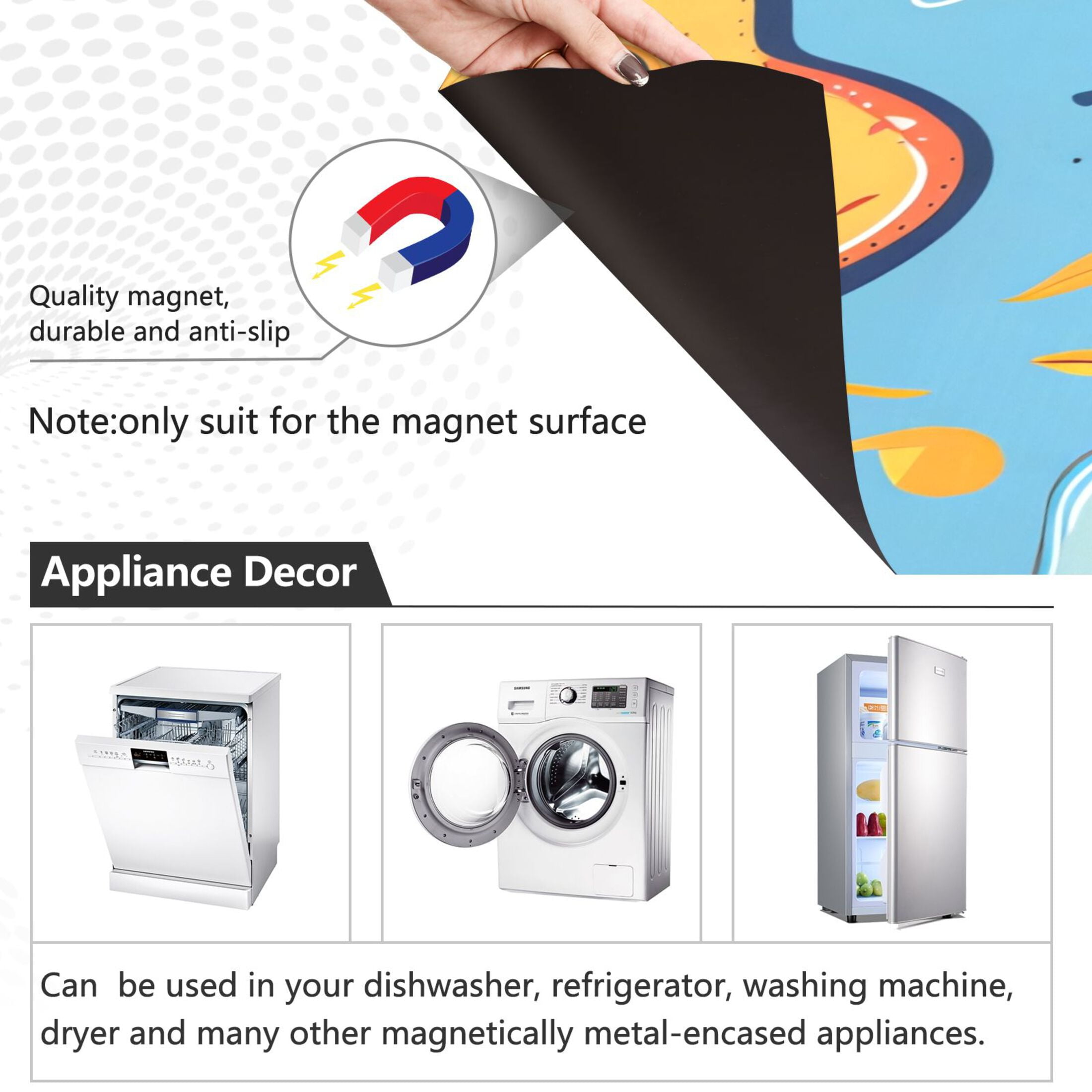 Dishwasher Magnetic Sticker 23x26 Inch Refrigerator Magnetic Sticker Washing Machine Magnetic Sticker Kitchen Panel Magnetic Sticker Home Decor Color Guitar