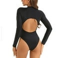 thumbnail image 3 of Hvot&aat Women's Solid Color One Piece Swimsuits Long Sleeve Zipper Surfing Bathing Suit Hollowed Out Back Swimwear, 3 of 7