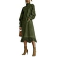thumbnail image 5 of YueHuiYing Women's Solid Color Faux Suede Vintage-Style Loose-Fit Long-Sleeve Dress with Pockets and Fringe Detail, 5 of 7