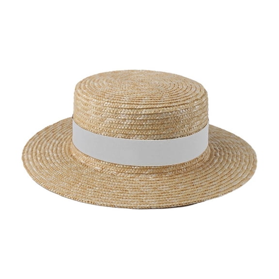 Qholemyo Flat Top Fodder Hat Women Spring And Summer Sun Hat Sun Hat Seaside Beach Hat