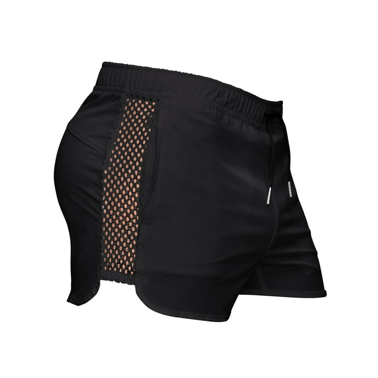 Mens Running Shorts Breathing Workout Gym Booty Short Elastic Mesh