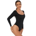thumbnail image 4 of Women's Long Sleeve Bodysuit Double Lined Body Suits Women Sexy Tops, 4 of 9
