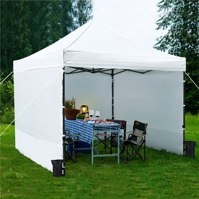 Yaheetech 10x10 ft Commercial Pop-Up Canopy Tent with Removable Sidewalls, Roller Bag, White