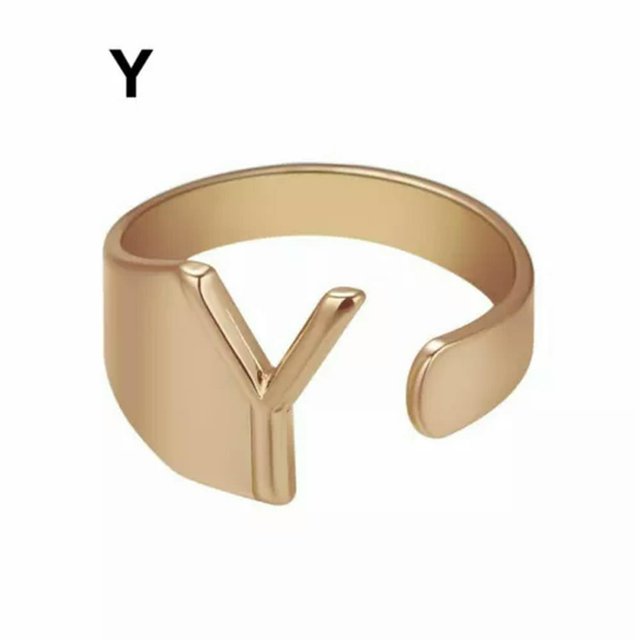 CUITING Fashion Adjustable Initial Alphabet Letter A-Z Ring Finger Rings Women Jewellery-Silver C