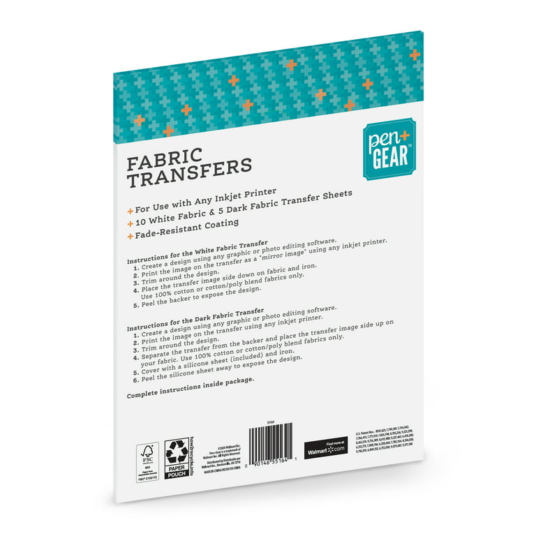 Inkjet Printable Transfer Paper for Light Fabrics 11X17 12 Sheets