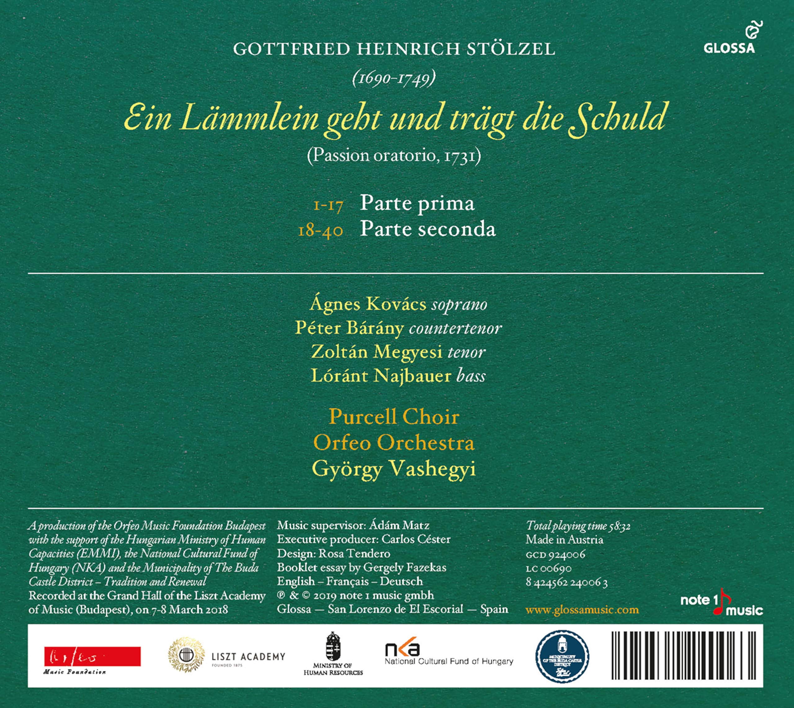 Stolzel / Purcell Choir / Najbauer - Ein Lammlein Geht Und Tragt Die Schuld - Music & Performance - CD