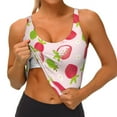 thumbnail image 4 of Xecao Hand Drawn Strawberry for Sports Bra with Removable Pads, Crop Tank Top Design, Women's Longline Sports Bra - Non-Wired -, 4 of 9