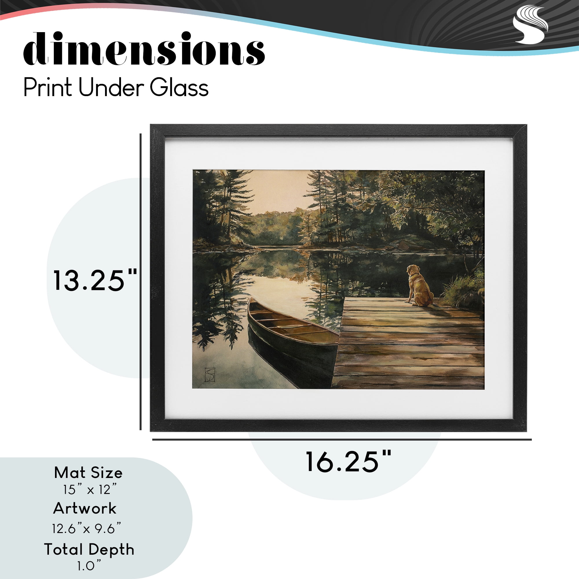 Lake Life at Sunset Black Framed Print Under Glass, design by Sara Culpepper