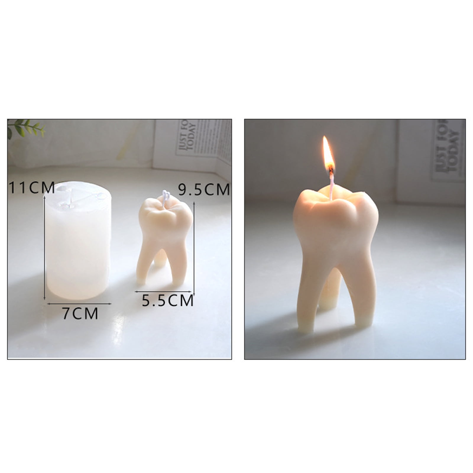 Geemin 3D Teeth Candle Mold for Making Candle Soap Plaster Cake Fondant Resin Casting