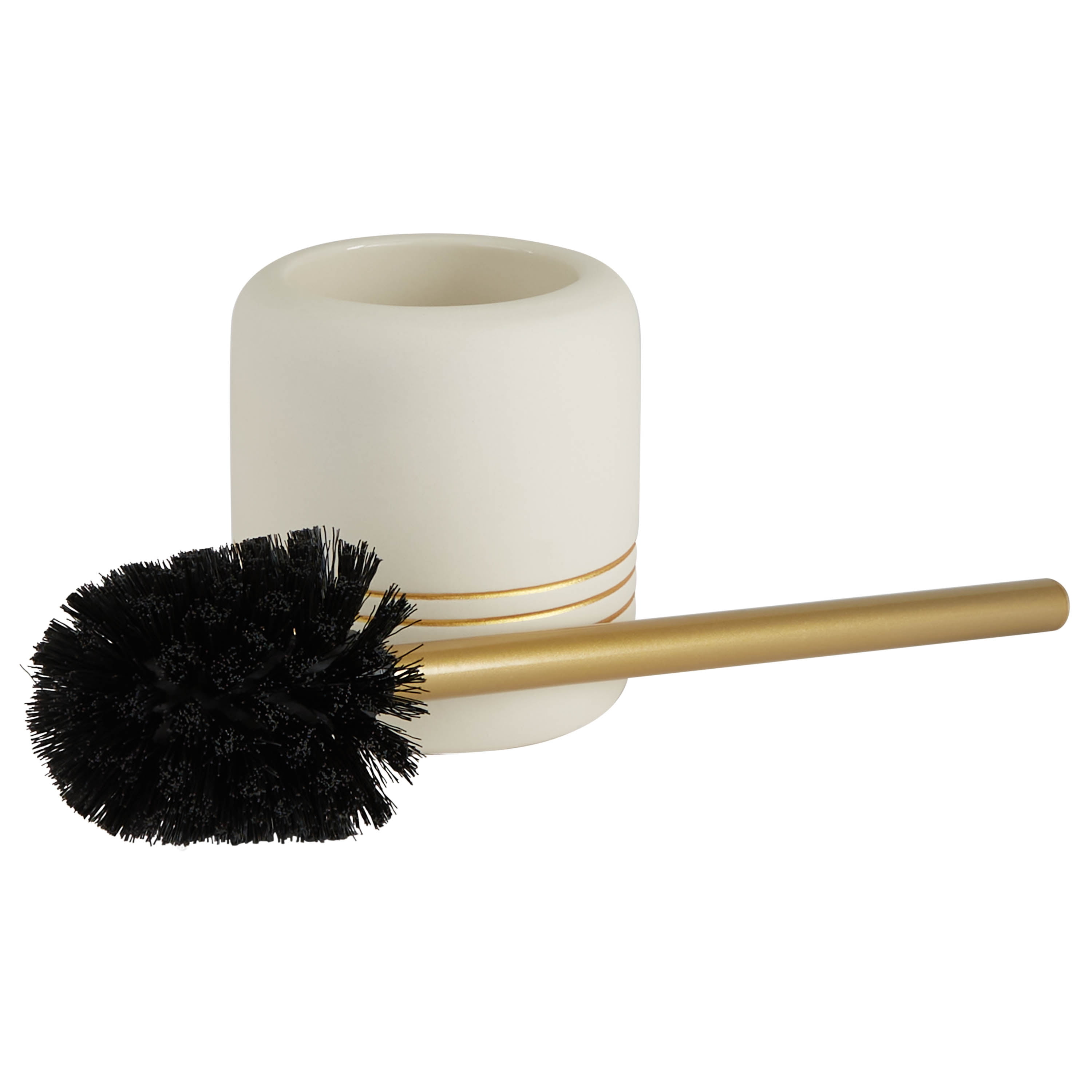 Bath Bliss Ceramic Toilet Brush, White and Gold