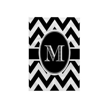 3dRose, Black and white chevron monogram initial M, 15x22 Hand Towel