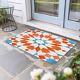 thumbnail image 2 of Orange Blue Boho Doormat Outdoor Entrance 24"x36", Modern Ethnic Abstract Geometric Absorb Moisture Dirt Door Mats, Non-Slip Rubber Backing Floor Mats Indoor, Low-Profile Front Door Rugs, 2 of 9