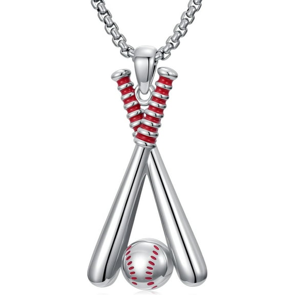 DVEATR Baseball Necklace 925 Sterling Silver Baseball Pendant Sport Jewelry Gifts for Men Women, w/Stainless Steel Chain 22” 2”