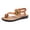 Brown, variant on Rokment Women's Platform Flip Flops Fashion Casual Metallic Gold Buckles Leather Wedge Low Heels Elastic Ankle Strap Slingack Dress Sandals 2026 Summer Brown Size 6.5
