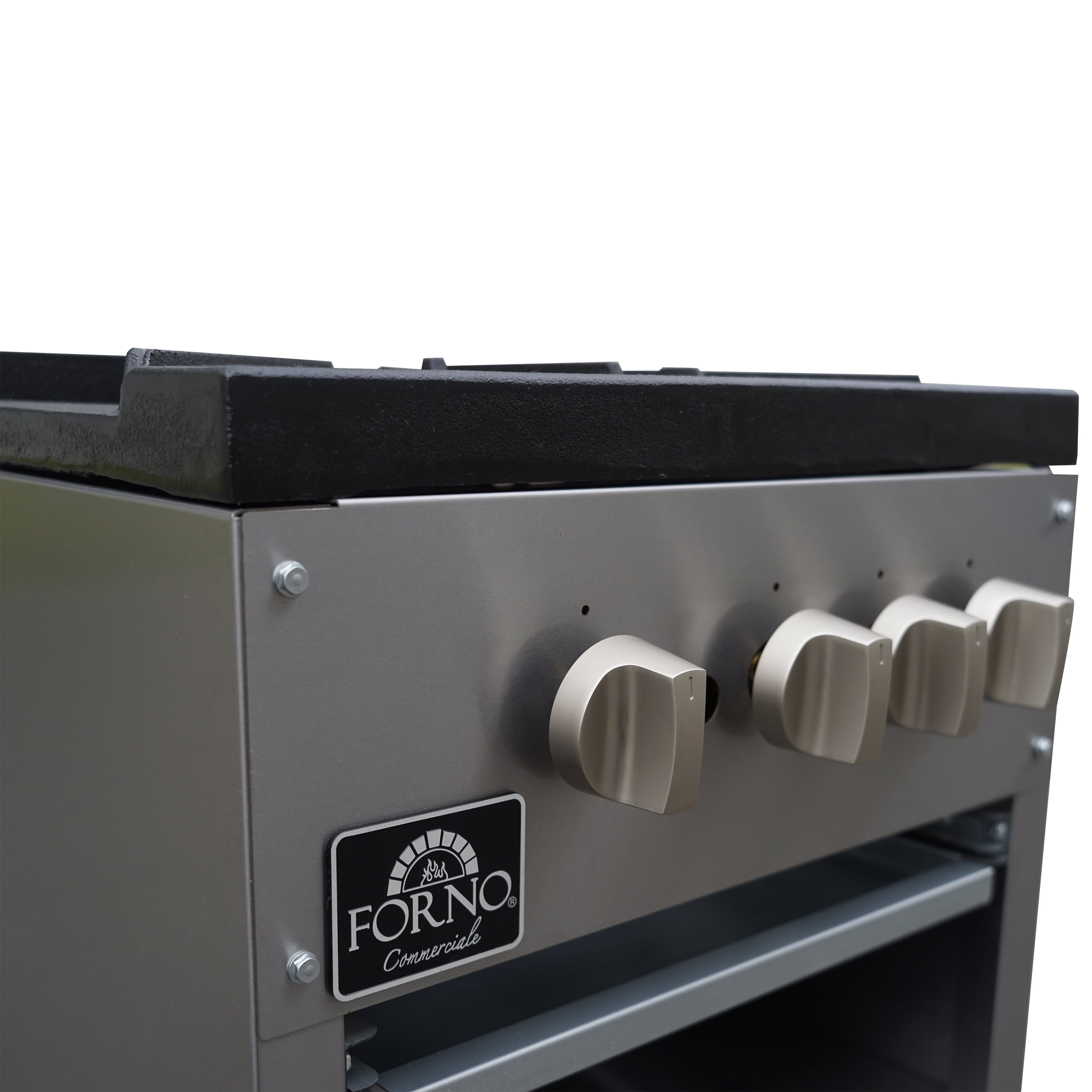 Forno Commerciale gas stock pot range, 2 powerful 3-ring burners, 160,000 BTU, durable stainless steel, heavy-duty cast iron grates