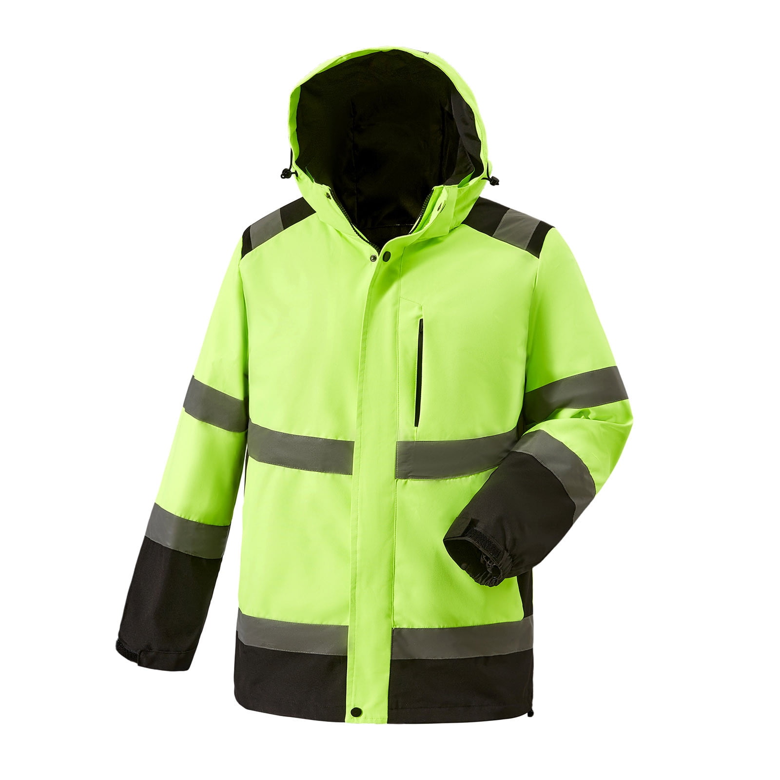 Txeol Hi Vis Windbreaker Jackets for Men 29 Heating Zones USB Charging Hoodies with Pockets Outdoor Work Reflective Waterproof Raincoats,Green,XL