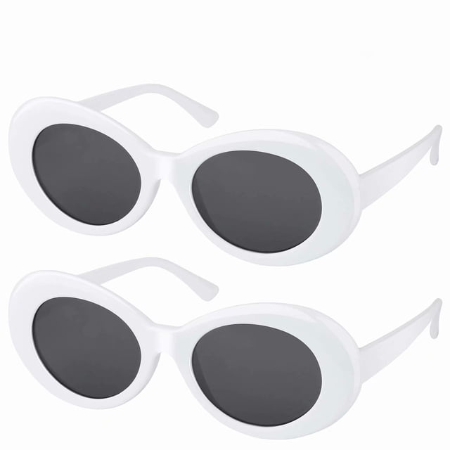Lunettes Clout Bold Rétro Ovale Mod Lunettes de Soleil à Monture Épaisse Lentille Ronde pour Hommes et Femmes - Pack de 2