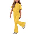 thumbnail image 2 of LvhaoGJOB Little Kids Girls T-Shirt and Shorts Outfit Set, Yellow - graphic print, custom print, 2 of 7