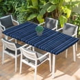 thumbnail image 2 of Dark Blue Table Cloths for 5 Foot Rectangle Tables, Retro Farmhouse Plants Wall Lines Texture Patio Waterproof Elastic Fitted Tablecloths, Washable Rectangular Table Cover for Camping, 2 of 8